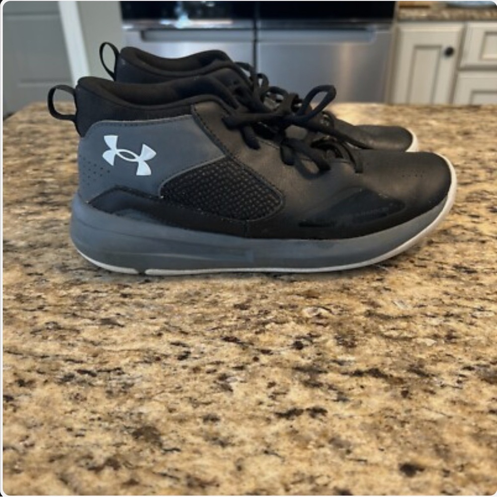 Under Armour Black and Gray Kids Sneakers